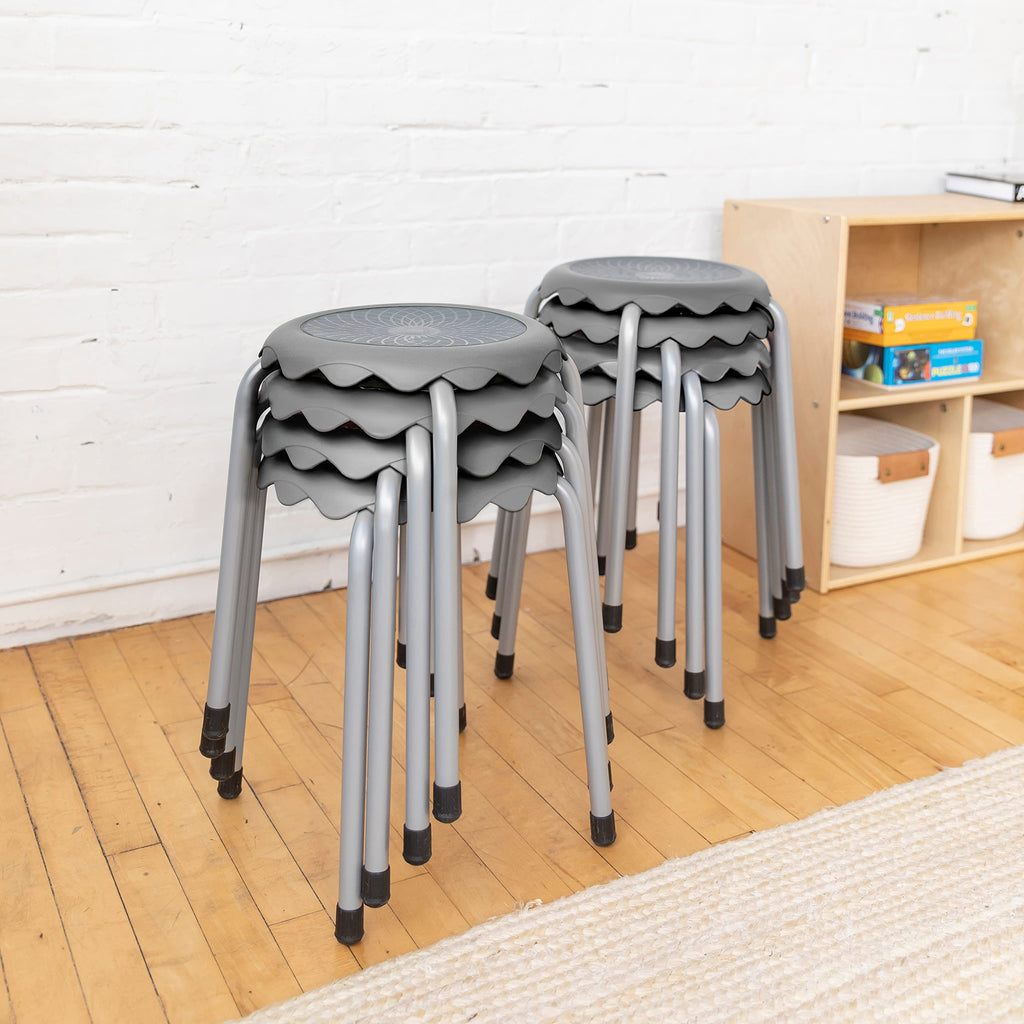 Grey 8-Piece Stackable Stool Seating Set R725