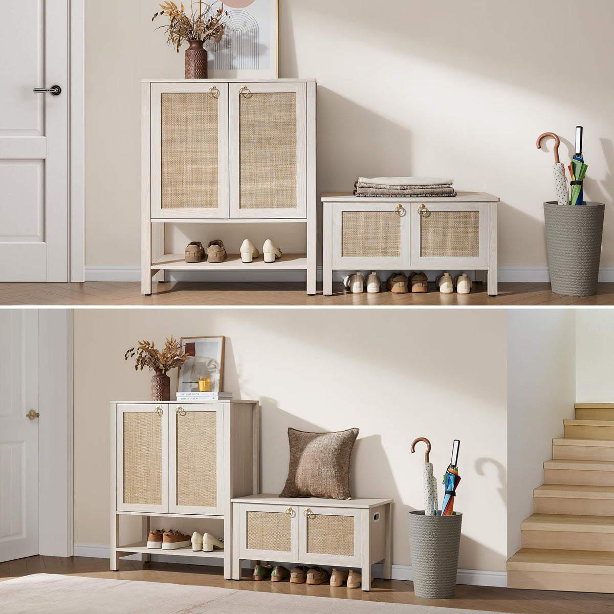 Rattan Storage Bench with 2 Safety Hinges T3071