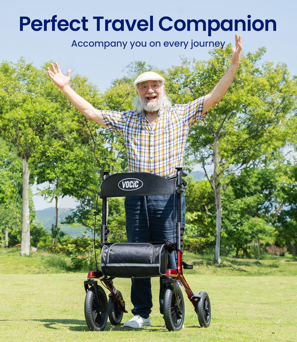 Walkers for Seniors with Seat Outdoor Rollator 12'' All Terrain Z5614