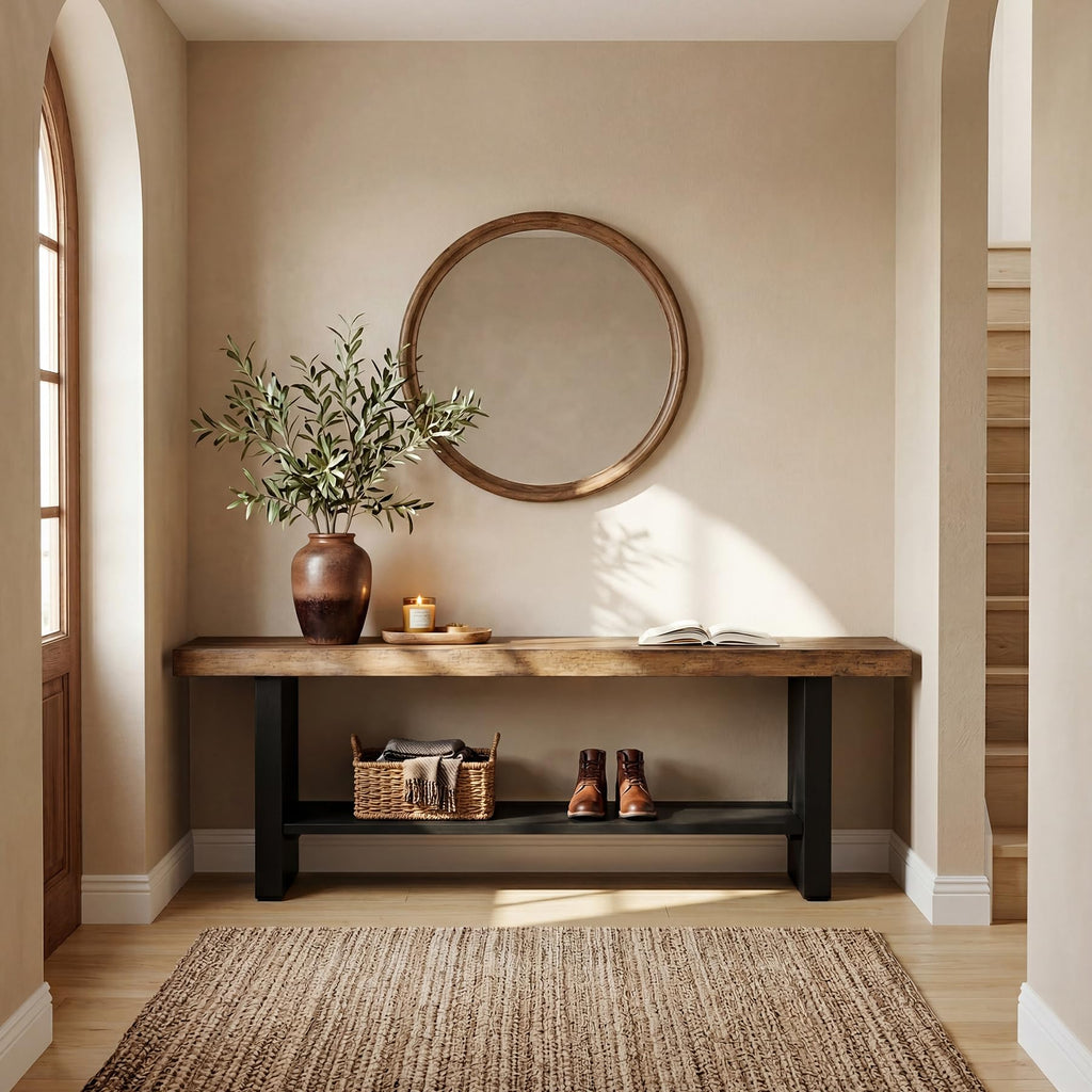 55" Solid Wood 2-Tier Shoe Storage Bench Z68723