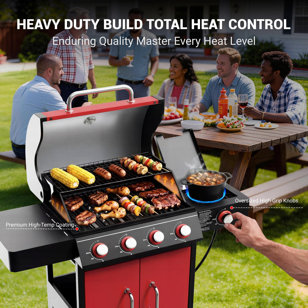 4 Burner Propane Gas Grill with Side Burner O29299