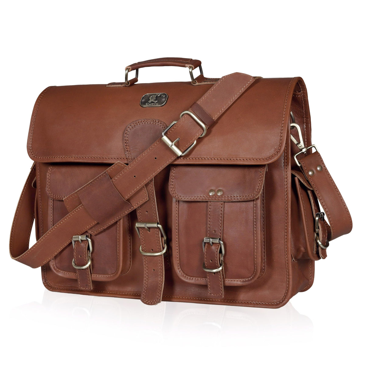 18 Inch Full Grain Buffalo Leather Laptop Briefcase N465