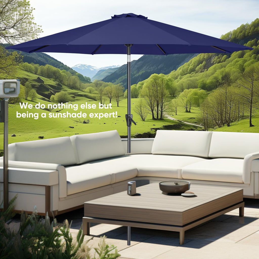 Patio Market Outdoor Table Umbrella with Push Button Tilt and Crank B854893