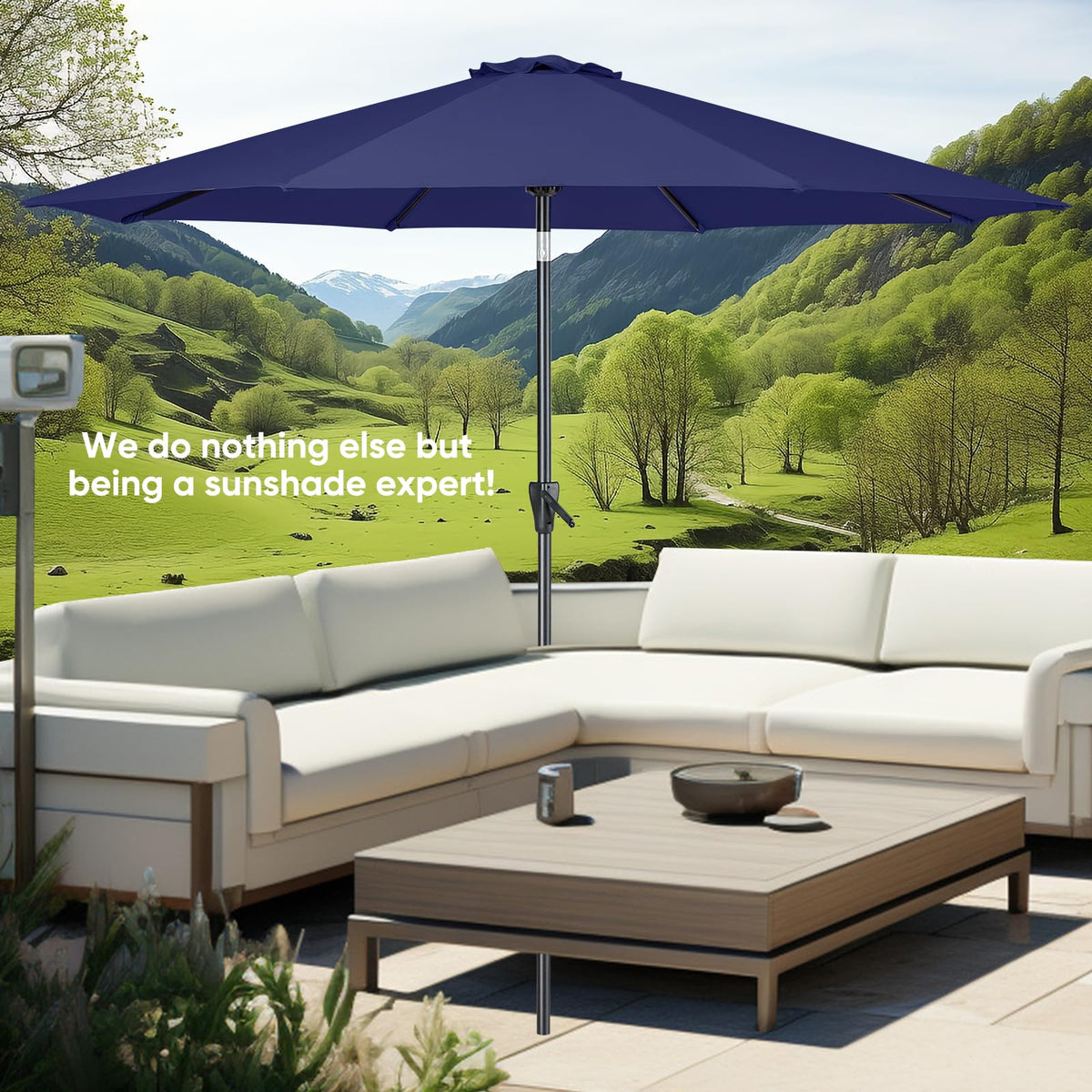 Patio Market Outdoor Table Umbrella with Push Button Tilt and Crank B854893