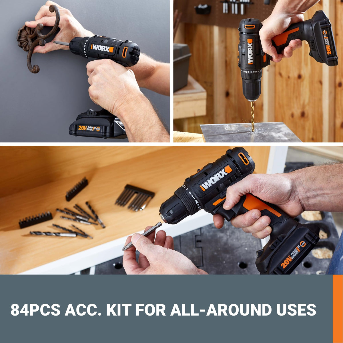 Cordless Drill Driver 20V 3/8-Inch 84-Piece Kit Z578965