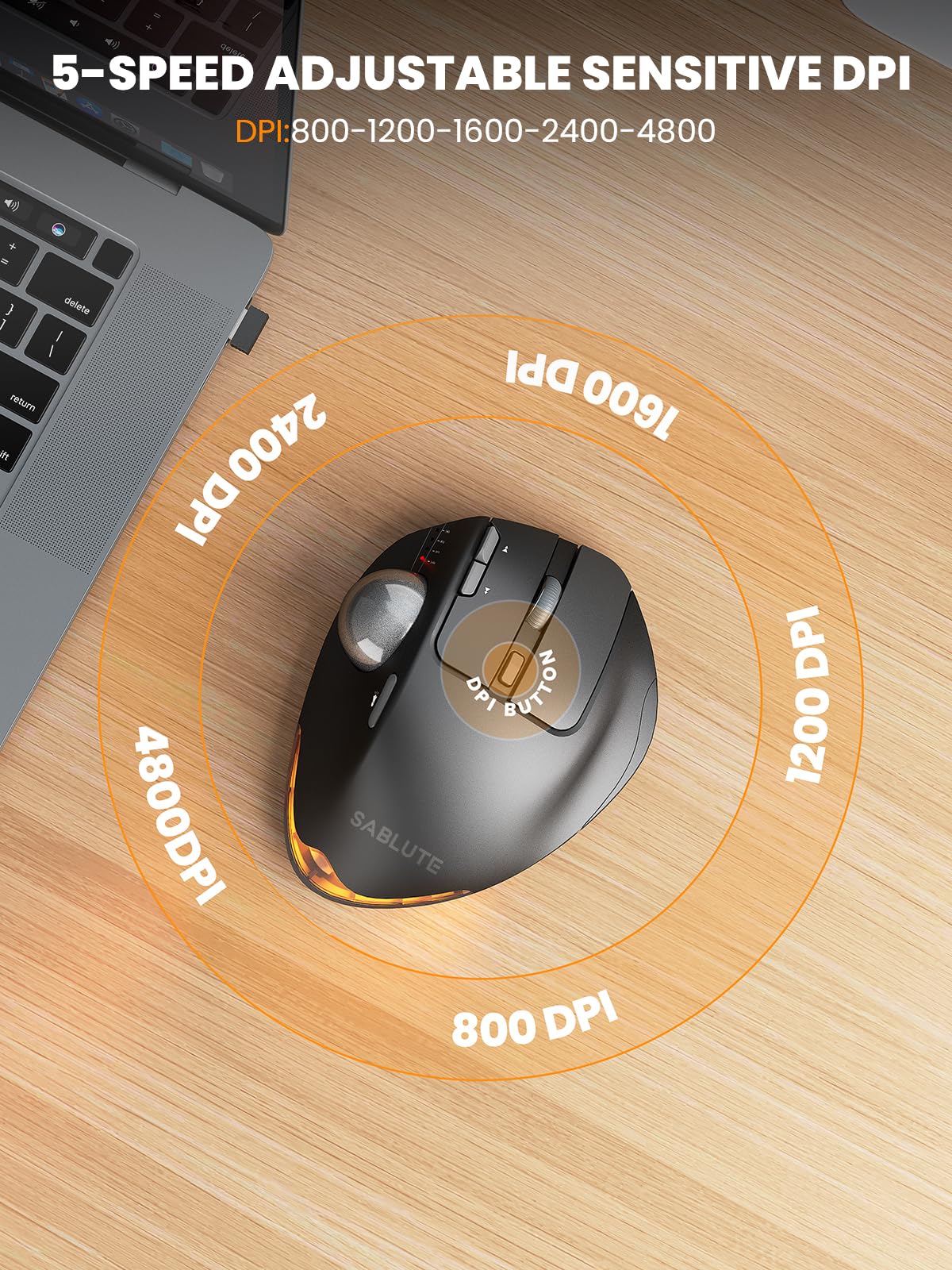 Ergonomic Wireless Trackball Mouse N9309