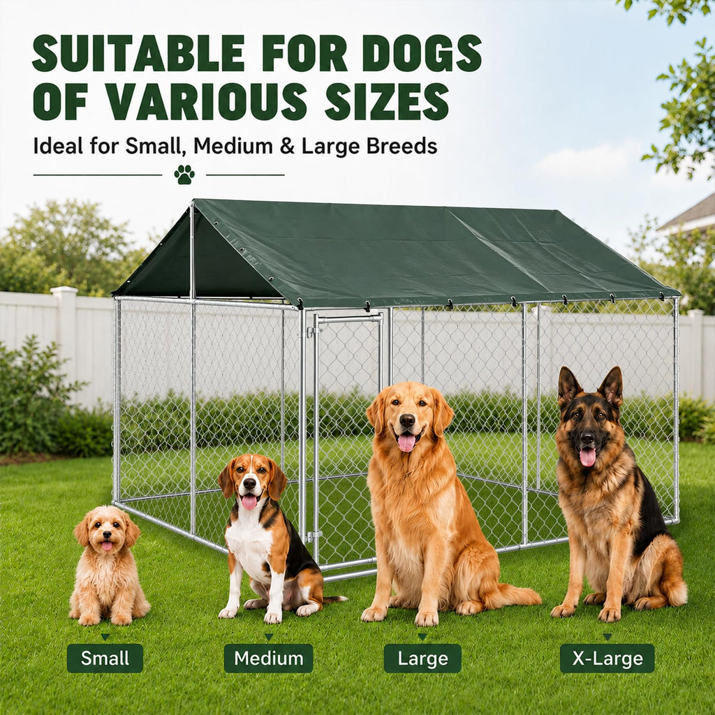 10x10FT Heavy Duty Galvanized Steel Outdoor Dog Kennel F77753