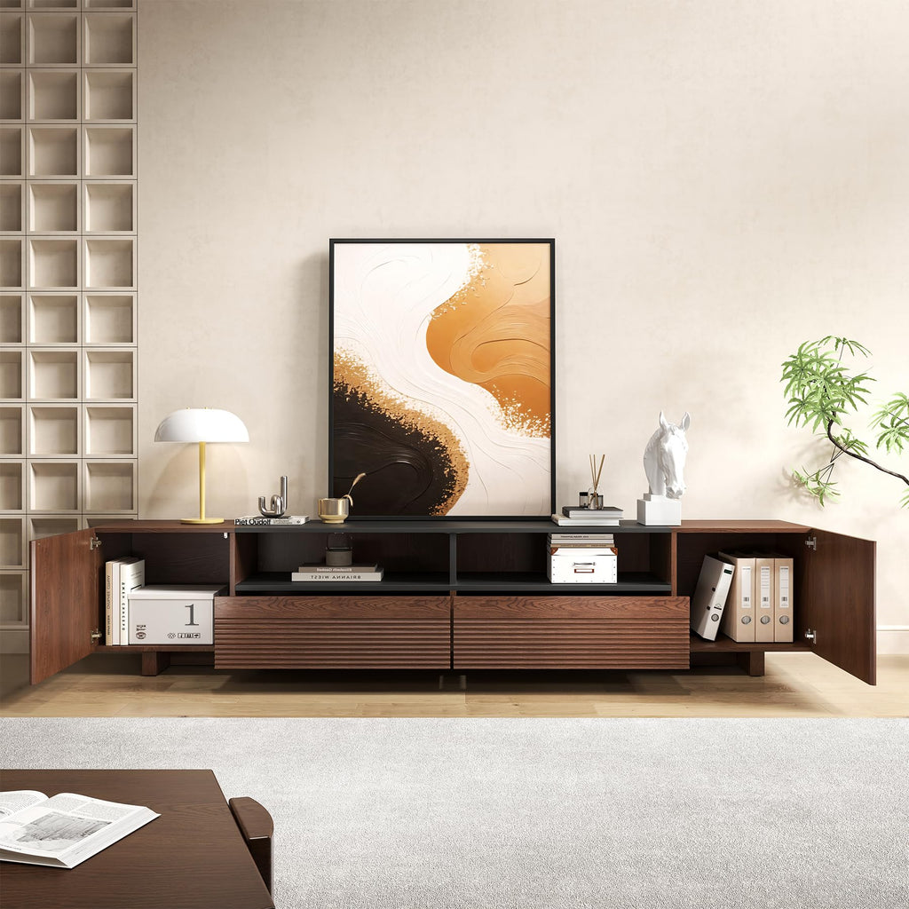 78.8 Inch Dark Brown Walnut TV Stand with Storage X68425