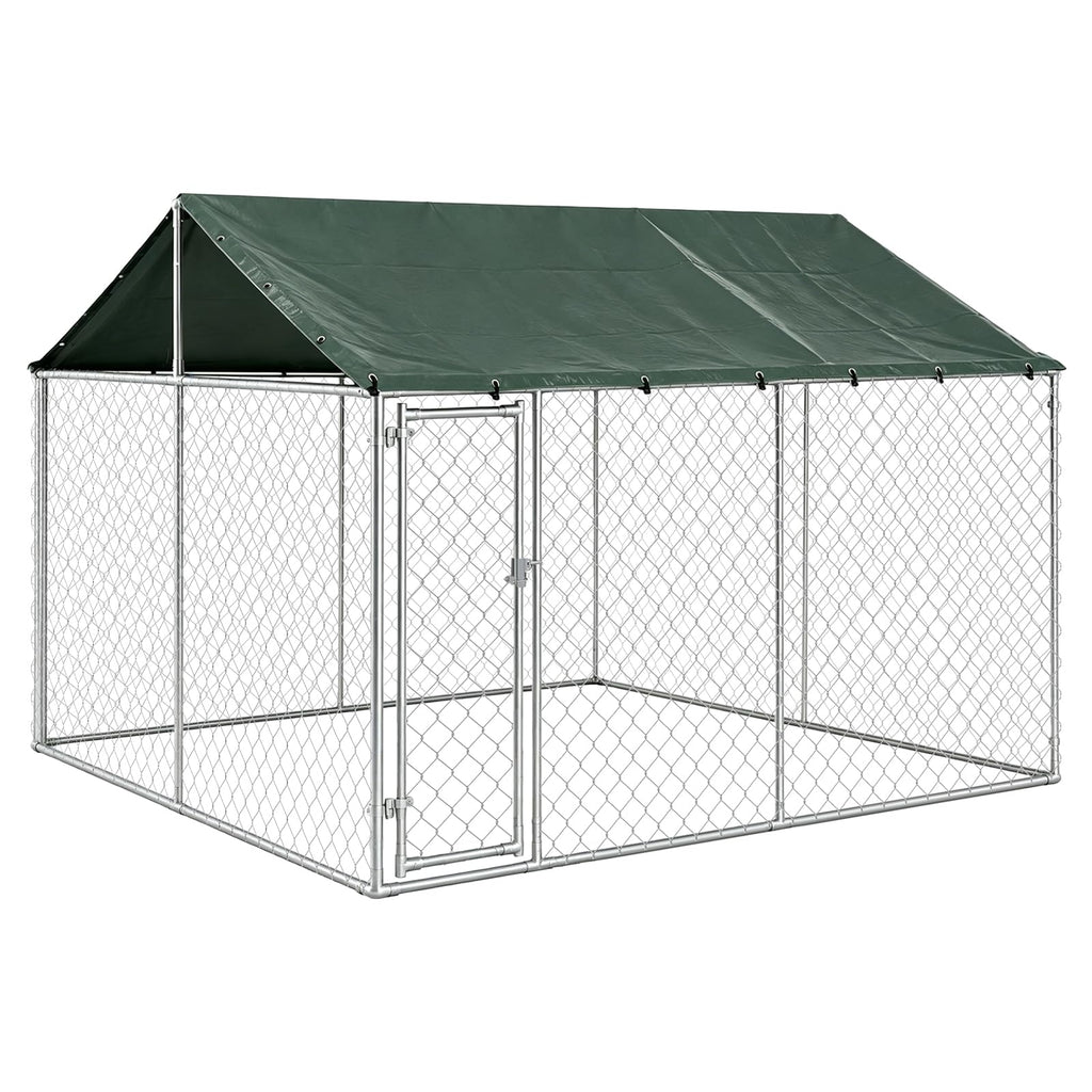 10x10FT Heavy Duty Galvanized Steel Outdoor Dog Kennel F77753