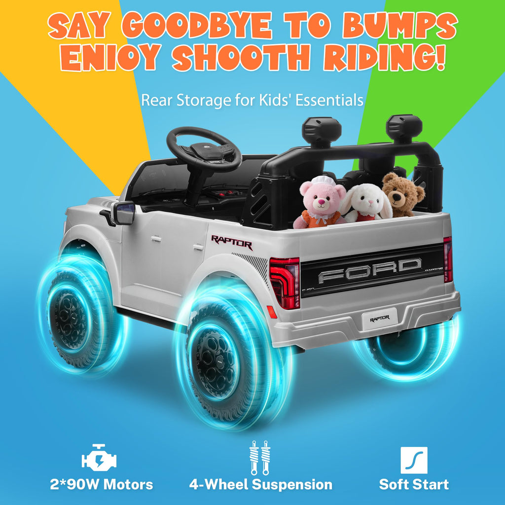 White 24V 2 Seater Kids Ride on Truck with Parent Remote Control E847883