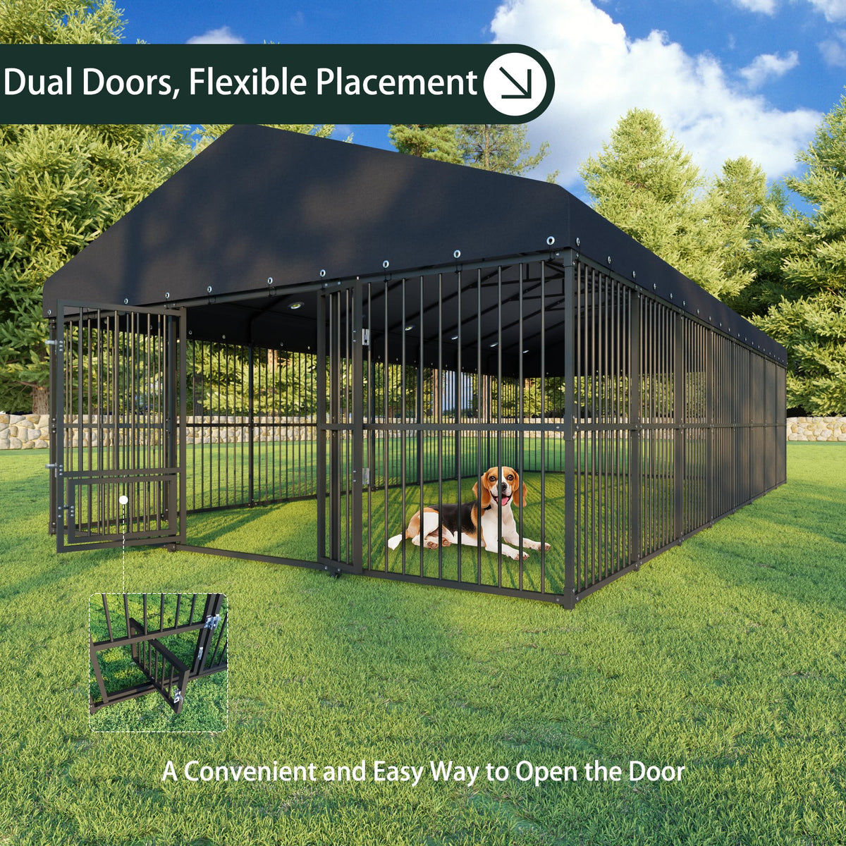 20x10 FT Heavy Duty Outdoor Dog Kennel with Cover X450
