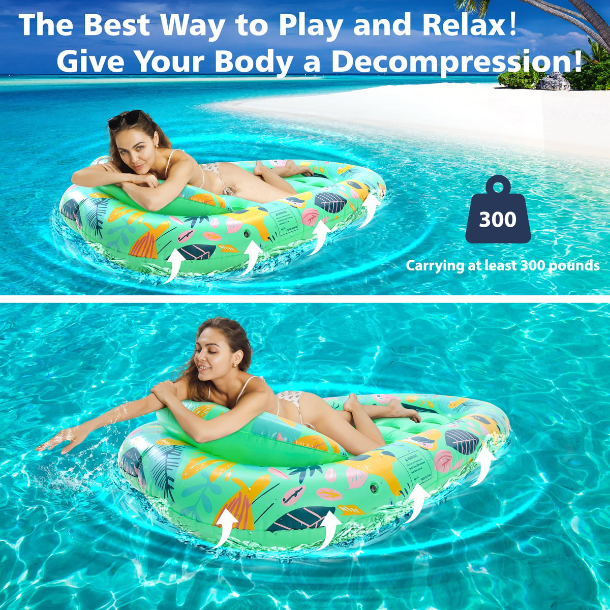 4 Pack Inflatable Pool Float Lounger with Headrest O84802