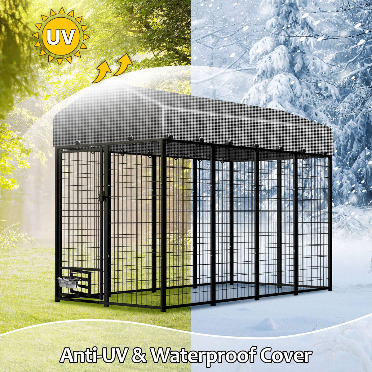 8x4x6 FT Outdoor Dog Kennel with Roof Cover L6797
