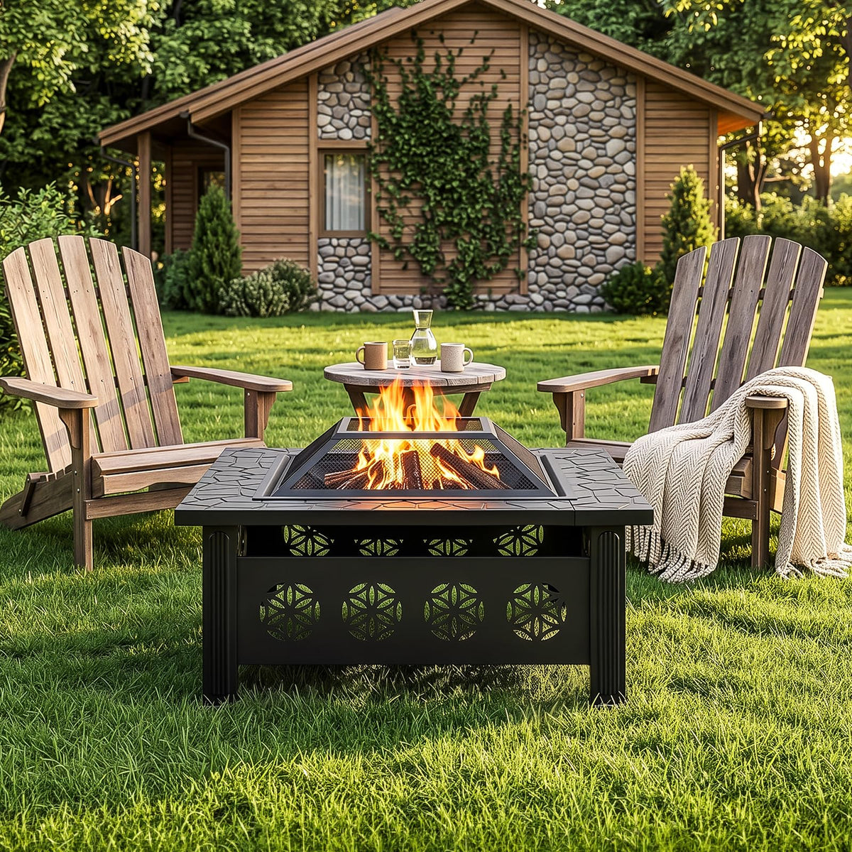32 Inch Metal Outdoor Fire Pit J541294