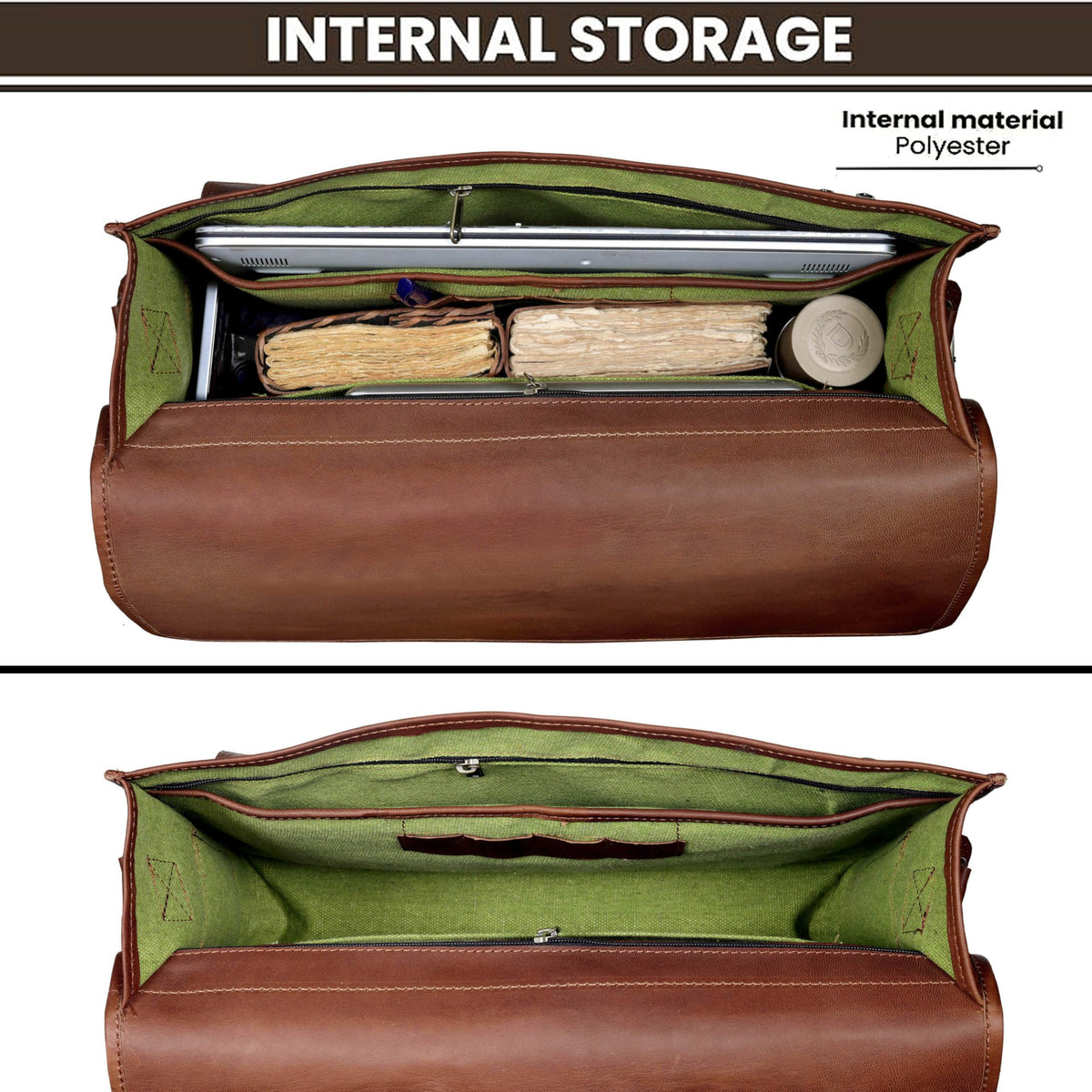 18 Inch Full Grain Buffalo Leather Laptop Briefcase N465