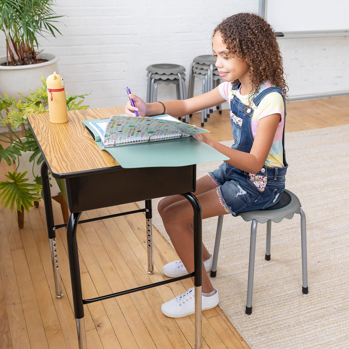 Grey 8-Piece Stackable Stool Seating Set R725