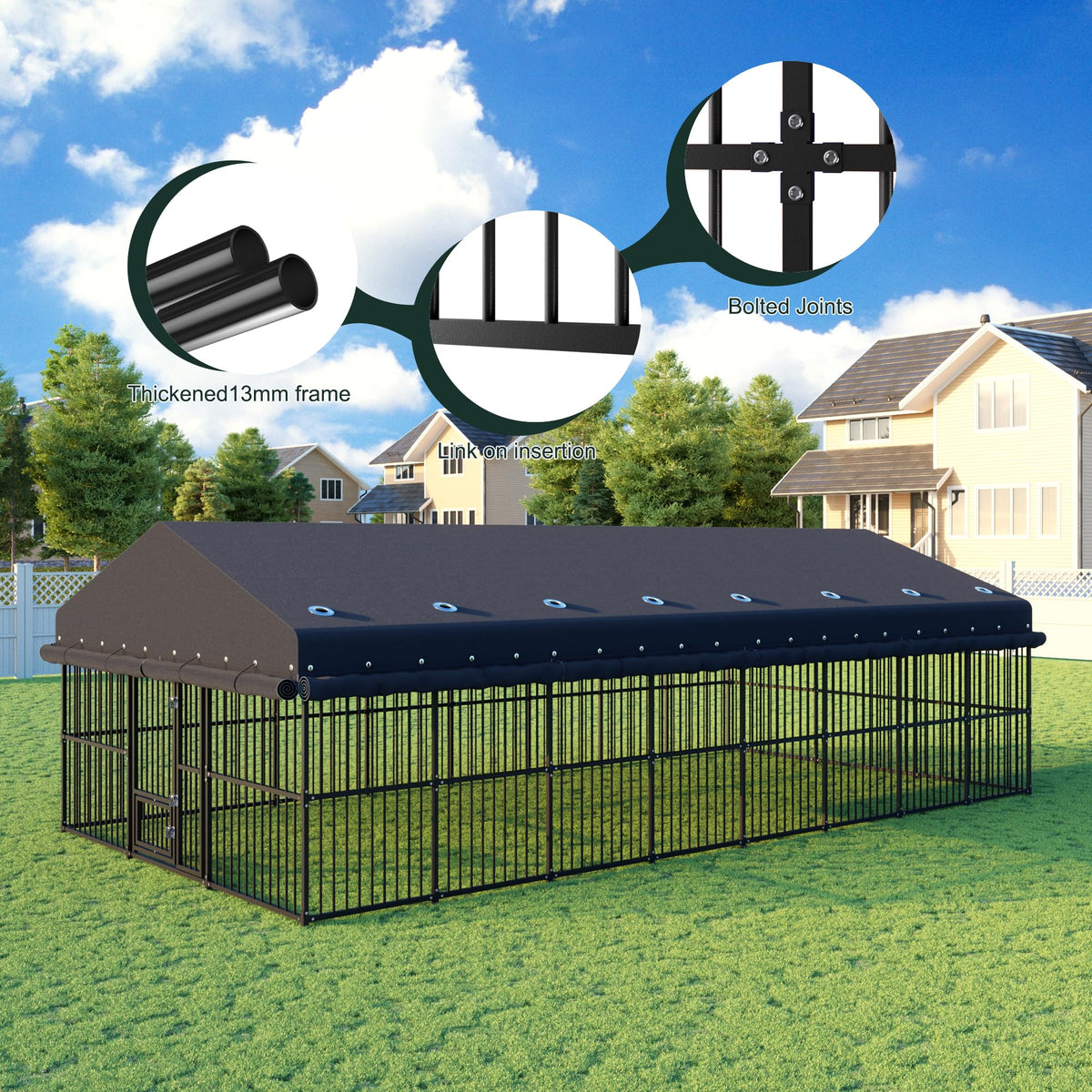 20x10 FT Heavy Duty Outdoor Dog Kennel with Cover X450