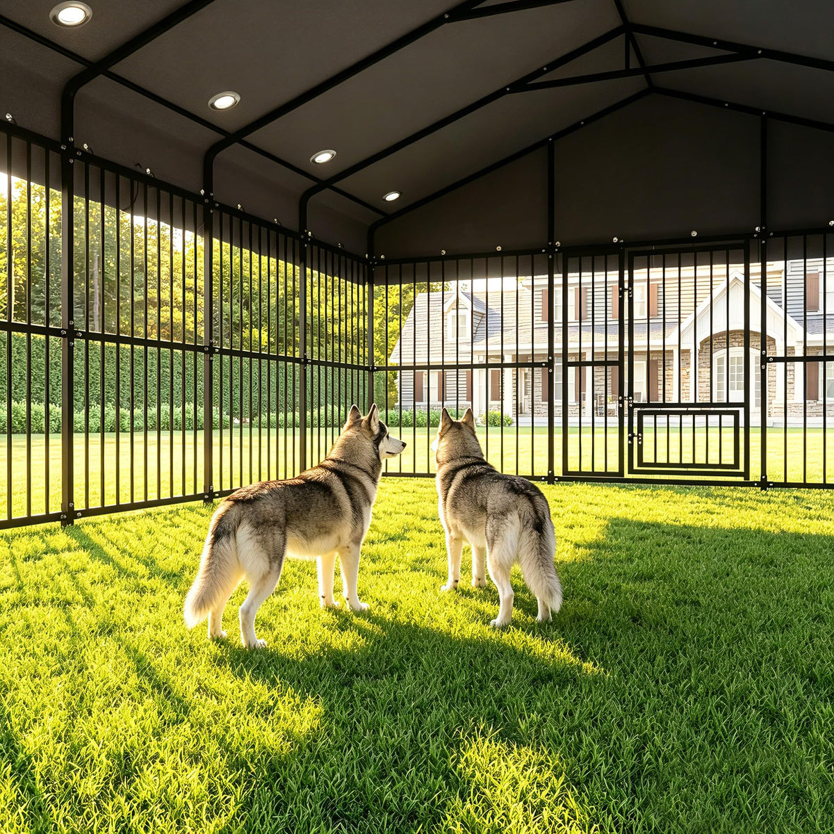 20x10 FT Heavy Duty Outdoor Dog Kennel with Cover X450