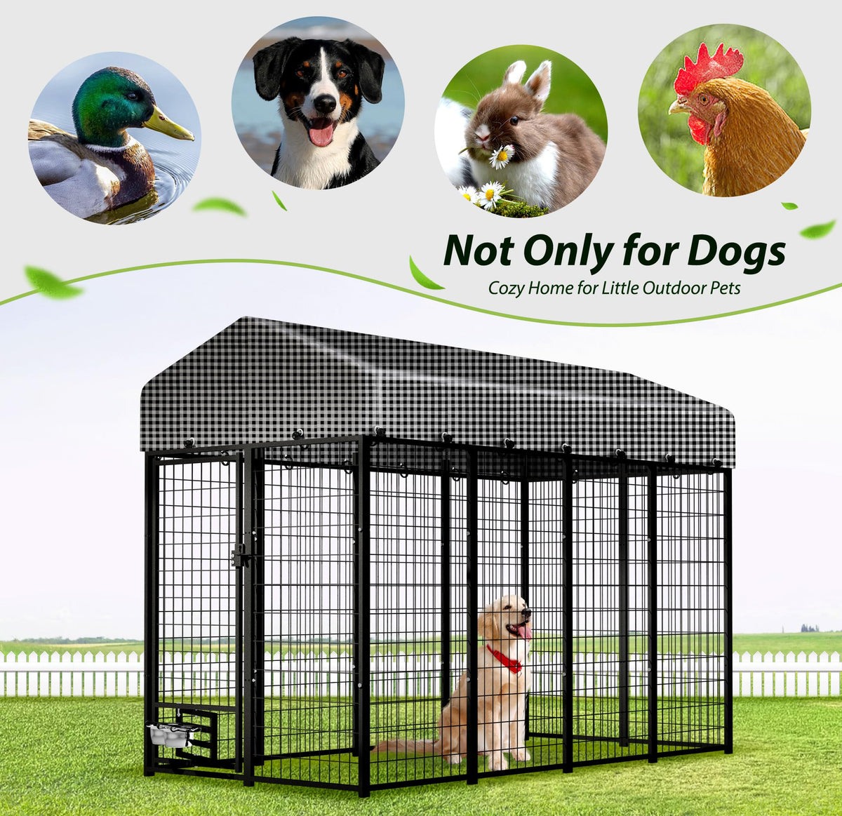 8x4x6 FT Outdoor Dog Kennel with Roof Cover L6797