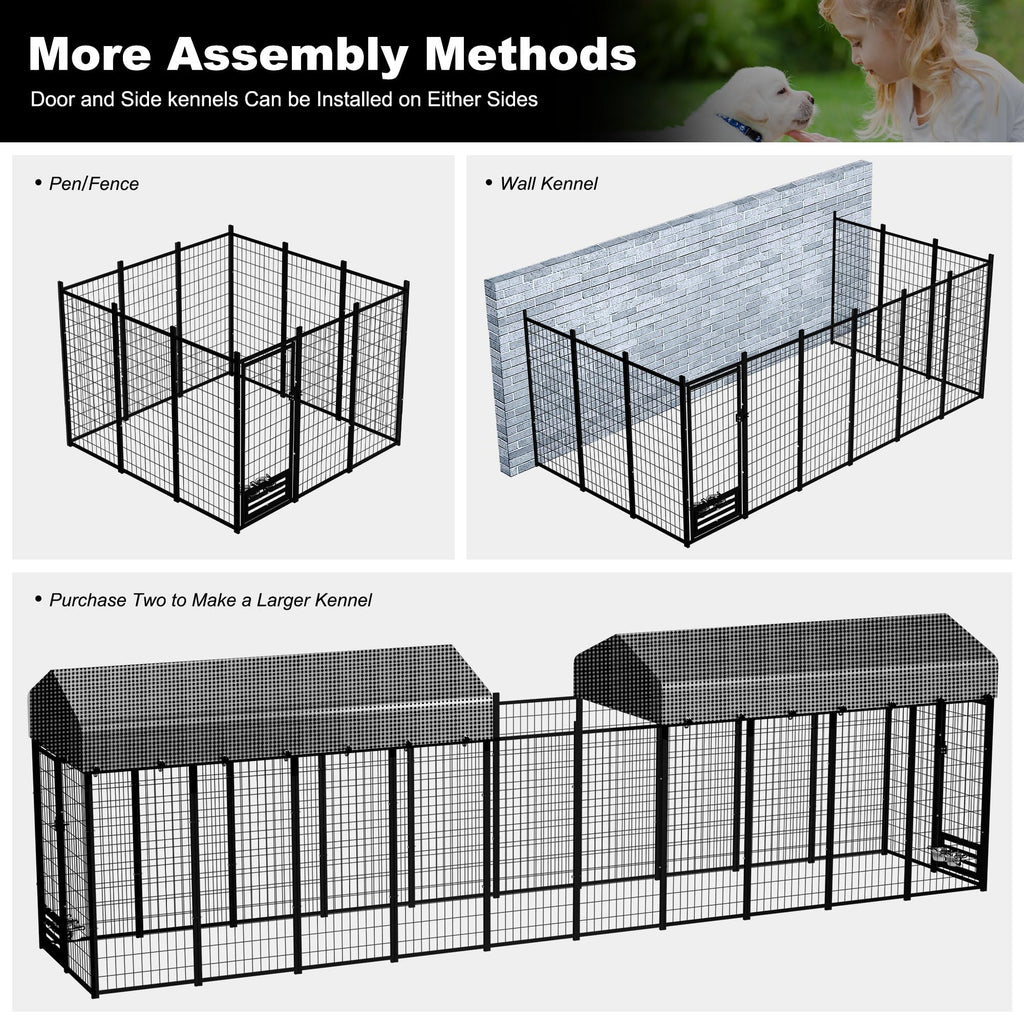8x4x6 FT Outdoor Dog Kennel with Roof Cover L6797
