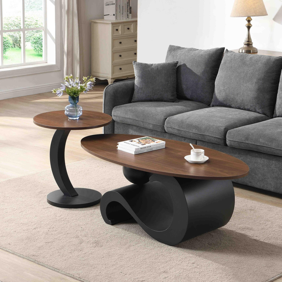 Black Walnut Coffee Table Set of 2 E3453