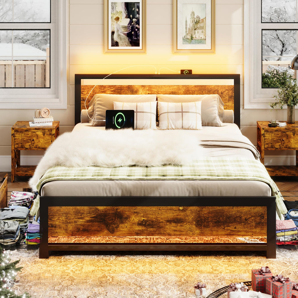 King Size Wood Bed Frame with 4 Storage Drawers G232010