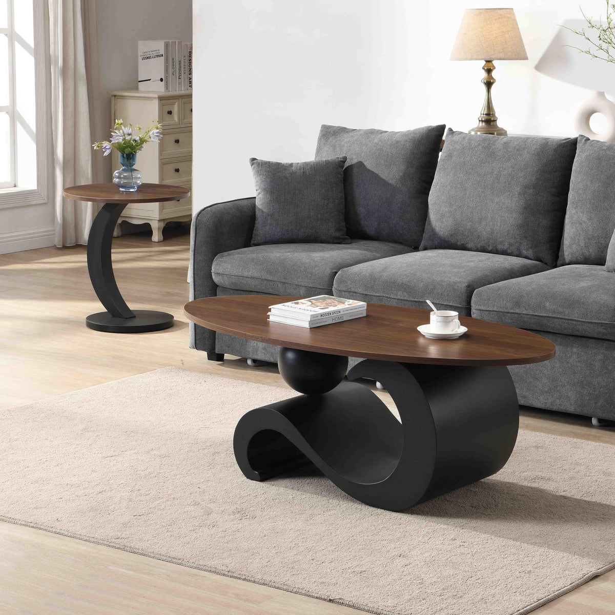 Black Walnut Coffee Table Set of 2 E3453
