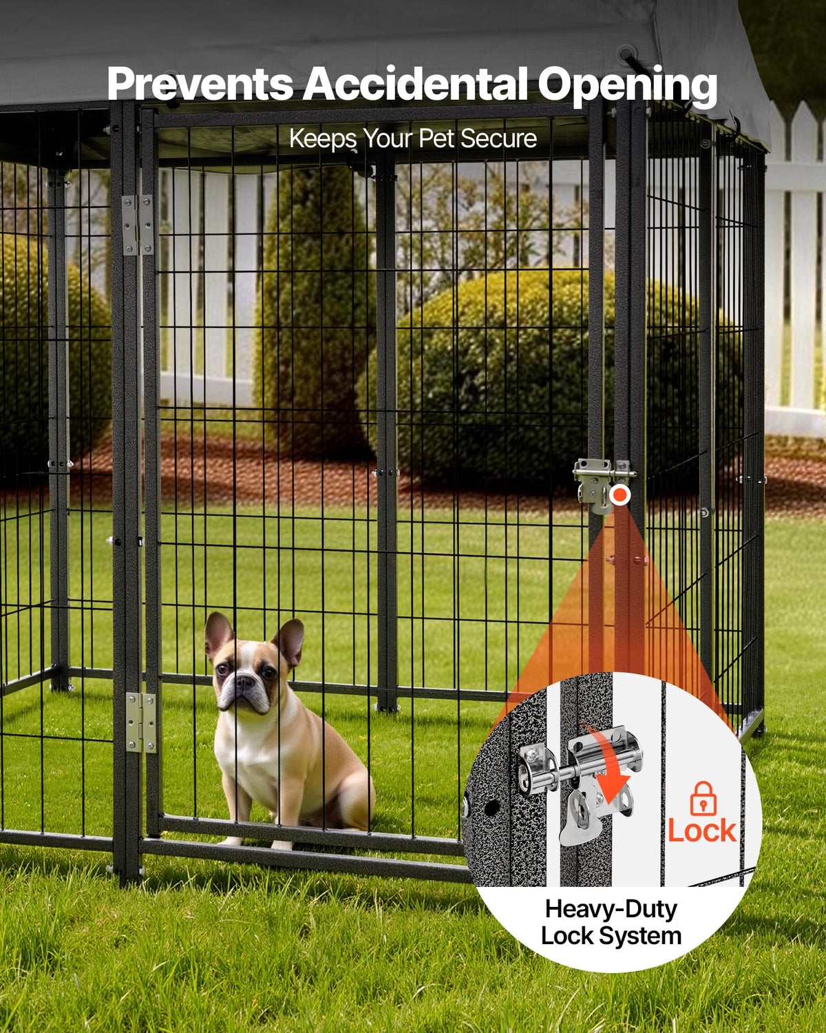 Outdoor Dog Kennel with UV-Resistant & Waterproof Roof Cover J823799