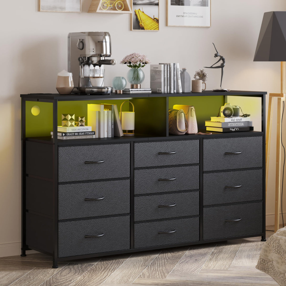 55" W 10 Drawers Dresser with LED M35476