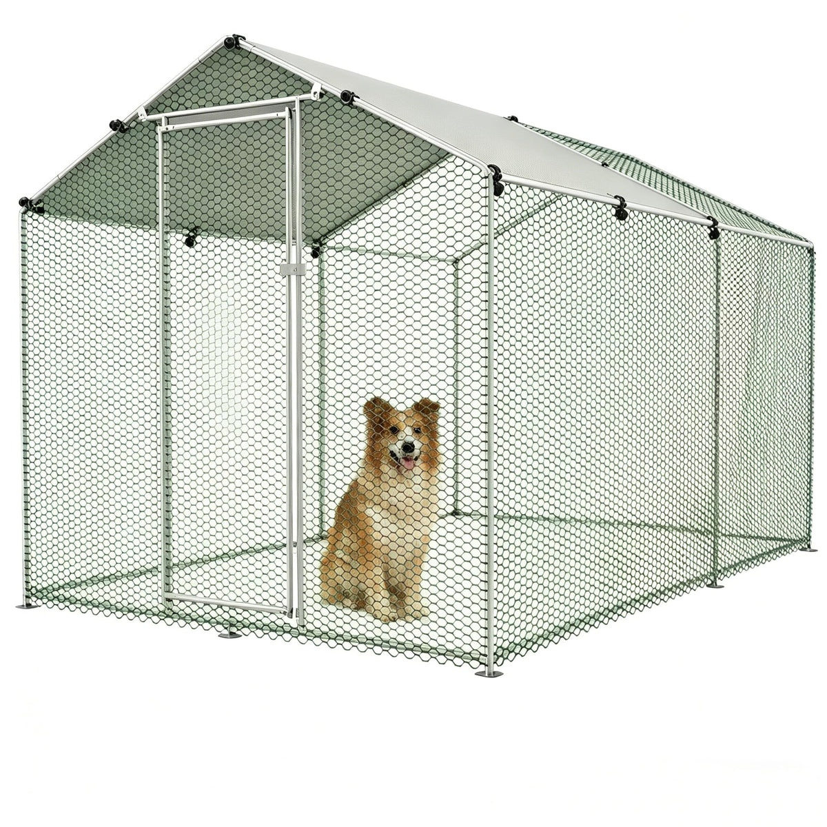 Large Outdoor Dog Kennel Heavy Duty Metal Dog Run with Weatherproof Cover U653292