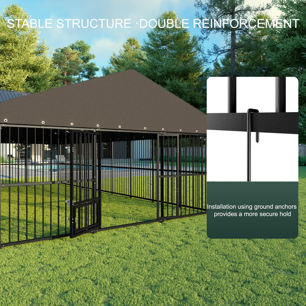 20x10 FT Heavy Duty Outdoor Dog Kennel with Cover X450