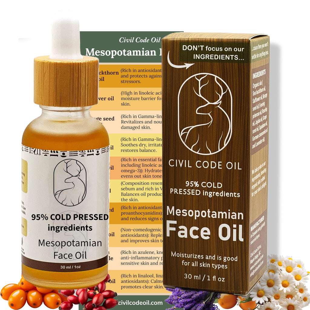 Organic Anti Aging Facial Oil with Sea Buckthorn, Jojoba, Squalane & Lavender 1oz K235
