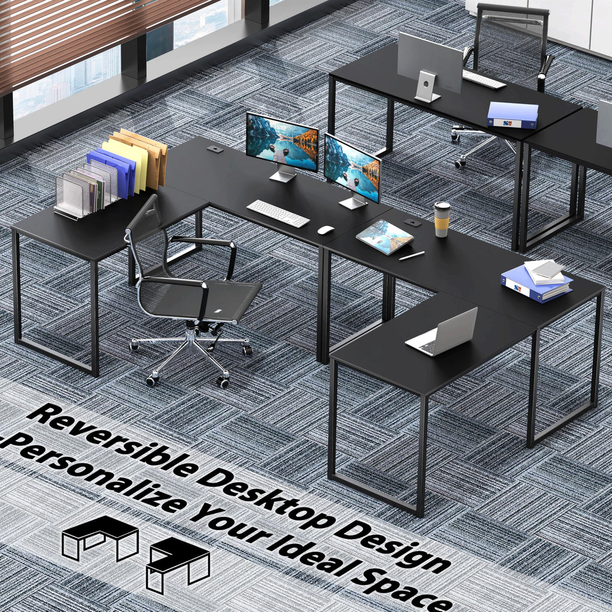 Black L-Shape Computer Desk L27014